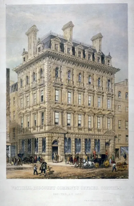 Framed Print : National Discount Companys offices, Cornhill, City of London, 1857 Framed Print : National Discount Companys offices, Cornhill, City of London, 1857