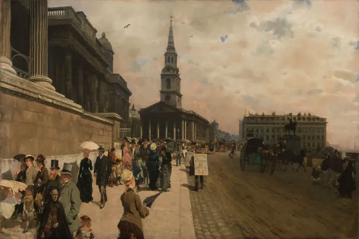 Framed Print : The National Gallery and St. Martin's Church (London), c1878. Creator: Giuseppe de Nittis Framed Print : The National Gallery and St. Martin's Church (London), c1878. Creator: Giuseppe de Nittis