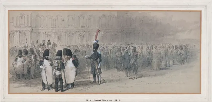 Framed Print : National Guard at The Tuileries, 1846?. Artist: Sir John Gilbert Framed Print : National Guard at The Tuileries, 1846?. Artist: Sir John Gilbert