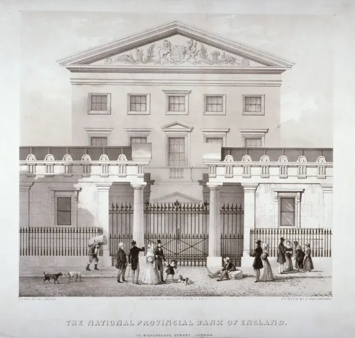 Framed Print : The National Provincial Bank at no 112 Bishopsgate Street, City of London, c1840 Framed Print : The National Provincial Bank at no 112 Bishopsgate Street, City of London, c1840