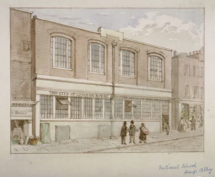 Framed Print : National School, Harp Alley, City of London, 1850. Artist: James Findlay Framed Print : National School, Harp Alley, City of London, 1850. Artist: James Findlay