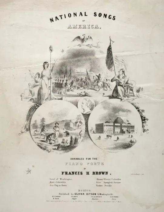Framed Print : National Songs of America - Sheet Music Cover. Creator: Winslow Homer (American, 1836-1910) Framed Print : National Songs of America - Sheet Music Cover. Creator: Winslow Homer (American, 1836-1910)