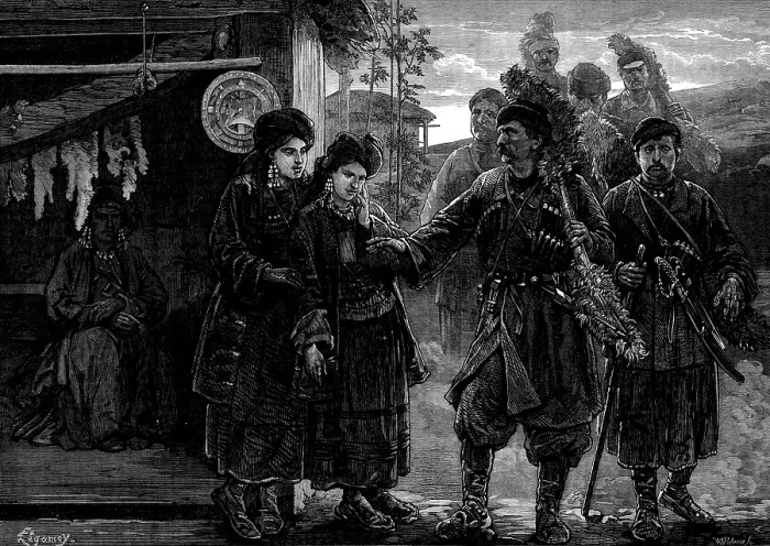 Framed Print : Nations of Western Asia: people of Georgia, 1873. Creator: William James Palmer Framed Print : Nations of Western Asia: people of Georgia, 1873. Creator: William James Palmer