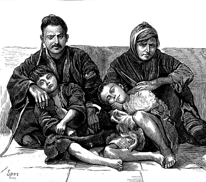 Framed Print : The Nations of Western Asia: Poor Kurd family, 1873. Creator: Unknown Framed Print : The Nations of Western Asia: Poor Kurd family, 1873. Creator: Unknown