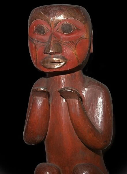 Native American carved wooden figure of a man, 19th century