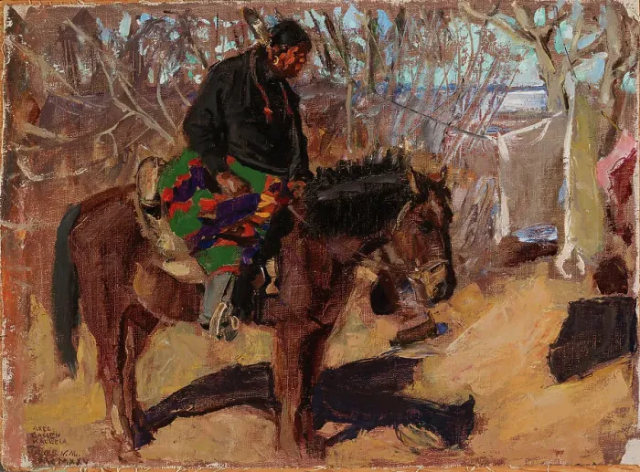 Framed Print : Native American on Horseback, 1925. Creator: Akseli Gallen-Kallela Framed Print : Native American on Horseback, 1925. Creator: Akseli Gallen-Kallela