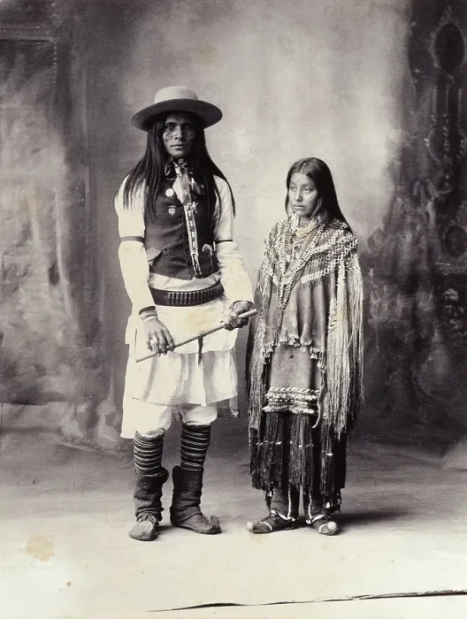 Framed Print : A native American man and woman, (1898?). Creator: Frank A. Rinehart Framed Print : A native American man and woman, (1898?). Creator: Frank A. Rinehart
