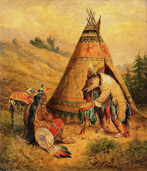 Framed Print : A Native American medicine man. Creator: George Catlin Framed Print : A Native American medicine man. Creator: George Catlin