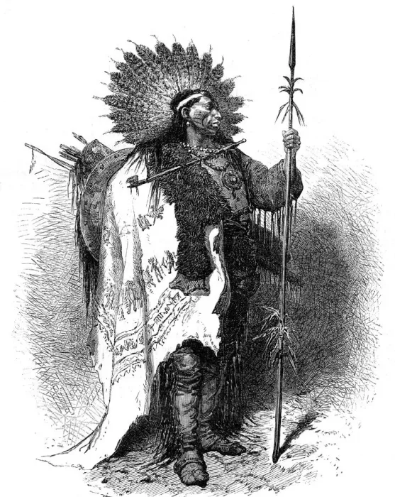 Framed Print : A Native American, USA, 19th century. Artist: A de Neuville Framed Print : A Native American, USA, 19th century. Artist: A de Neuville