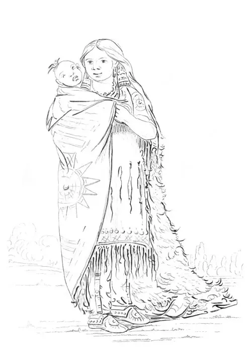 Framed Print : Native American Woman and Baby. Artist: Myers and Co