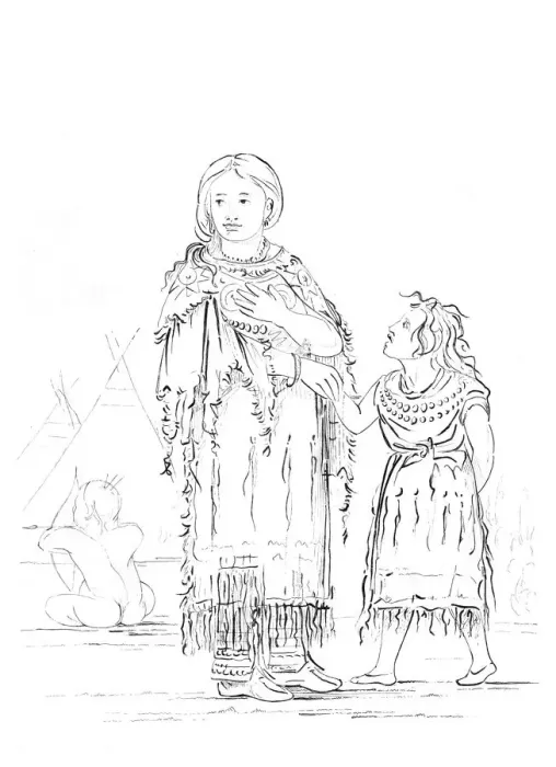 Framed Print : Native American woman and child, 1841. Artist: Myers and Co Framed Print : Native American woman and child, 1841. Artist: Myers and Co