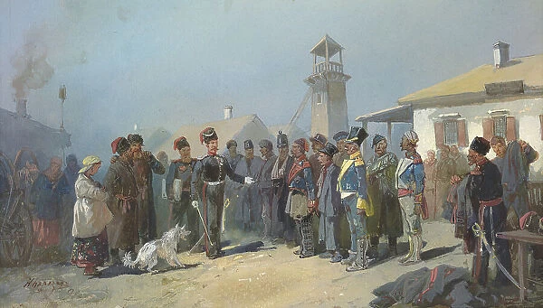 Native Ancestors of the Siberian Cossacks Polish Prisoners in Napoleon's Army Enlisting... 1813. Creator: Nikolay Nikolaevich Karazin