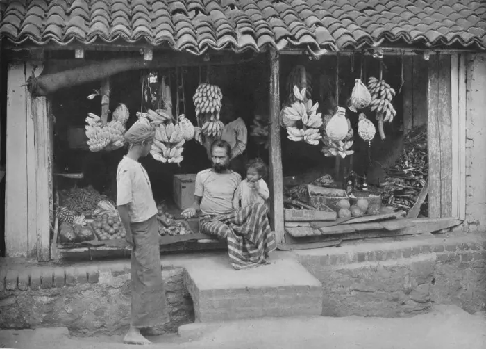 Framed Print : A Native Boutique or Fruit Shop, c1890, (1910). Artist: Alfred William Amandus Plate Framed Print : A Native Boutique or Fruit Shop, c1890, (1910). Artist: Alfred William Amandus Plate