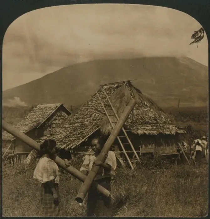 Framed Print : Native girls with their singular water vessels made of long shafts of Bamboo, Philippine Islands Framed Print : Native girls with their singular water vessels made of long shafts of Bamboo, Philippine Islands