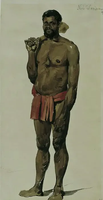 Framed Print : Native of New Caledonia, 1859. Creator: Joseph Selleny Framed Print : Native of New Caledonia, 1859. Creator: Joseph Selleny