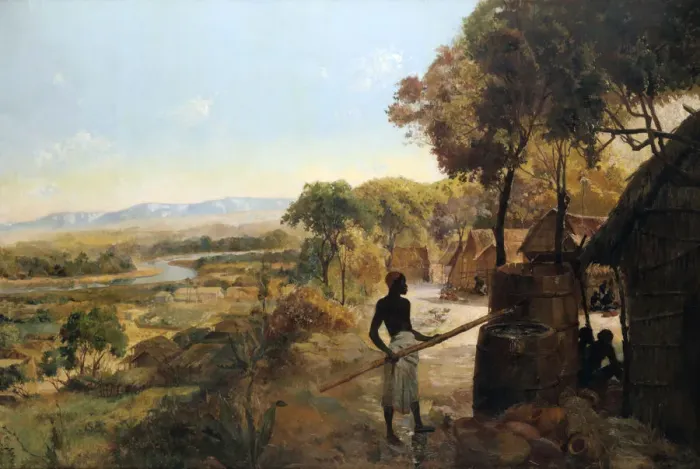 Framed Print : The Native Village on the River, 1900 Framed Print : The Native Village on the River, 1900
