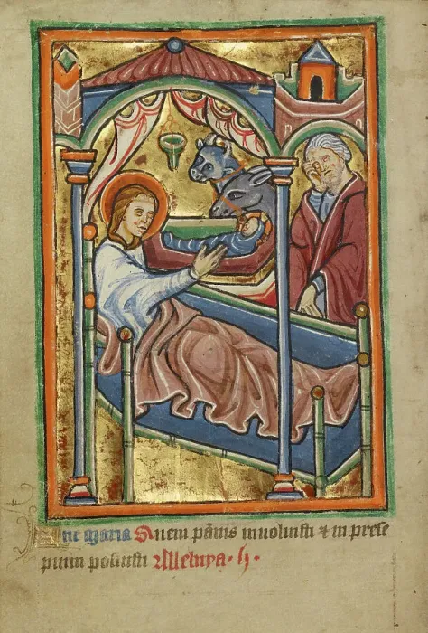 Framed Print : The Nativity, about 1190-1200; text added about 1480-1490. Creator: Unknown Framed Print : The Nativity, about 1190-1200; text added about 1480-1490. Creator: Unknown