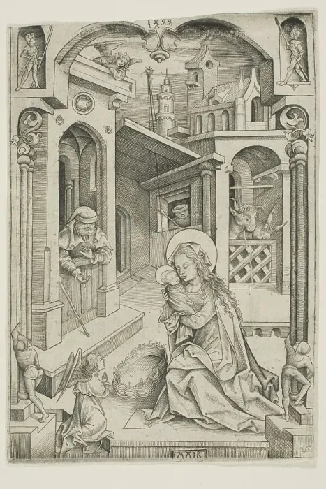 Framed Print : The Nativity, 1499. Creator: Mair von Landshut Framed Print : The Nativity, 1499. Creator: Mair von Landshut