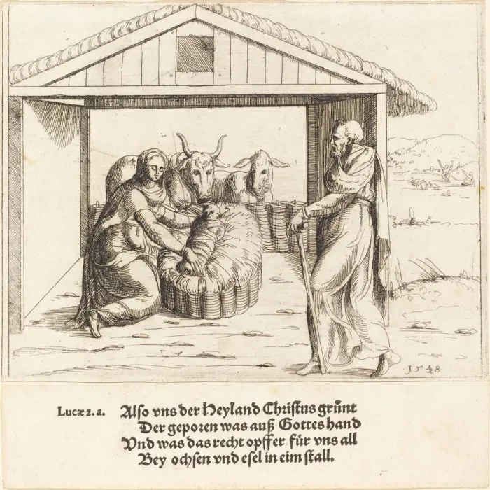Framed Print : The Nativity, 1548. Creator: Augustin Hirschvogel Framed Print : The Nativity, 1548. Creator: Augustin Hirschvogel