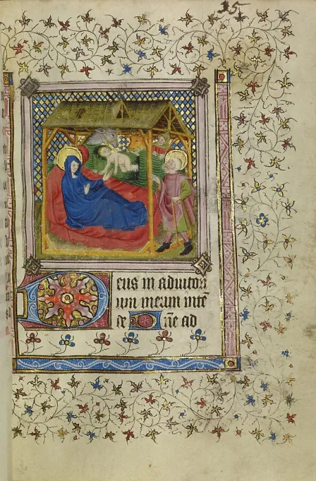 Framed Print : The Nativity; Book of Hours, about 1400-1410. Creator: Unknown Framed Print : The Nativity; Book of Hours, about 1400-1410. Creator: Unknown