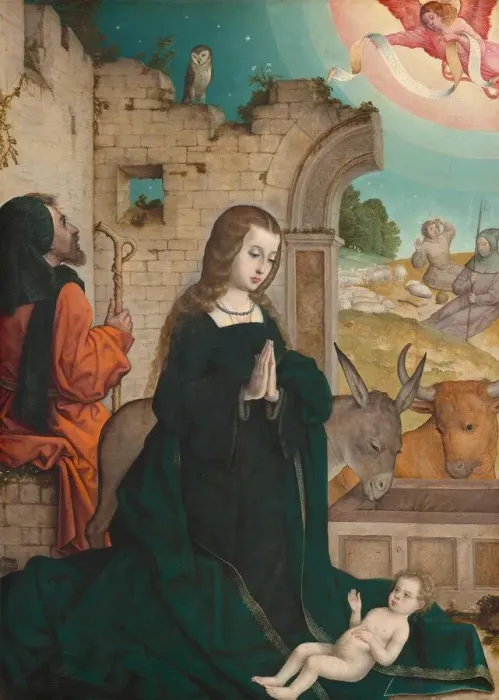 Framed Print : The Nativity, c. 1508 / 1519. Creator: Juan de Flandes, the Elder Framed Print : The Nativity, c. 1508 / 1519. Creator: Juan de Flandes, the Elder