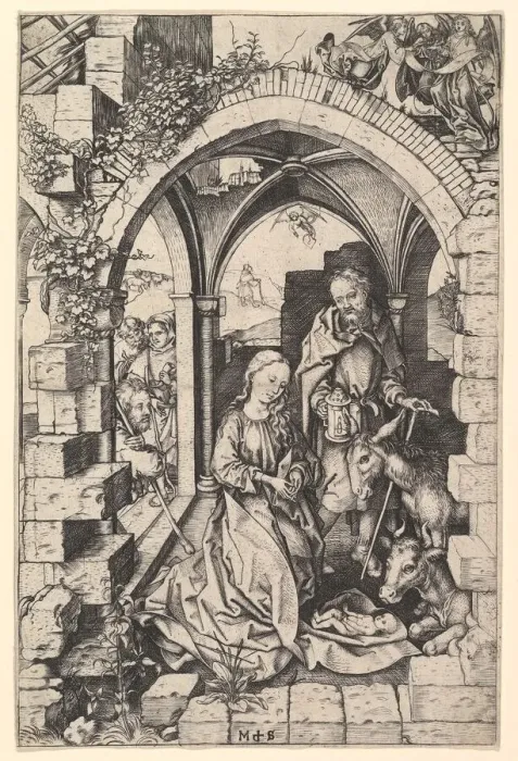 Framed Print : The Nativity, ca. 1435-1491. Creator: Martin Schongauer Framed Print : The Nativity, ca. 1435-1491. Creator: Martin Schongauer