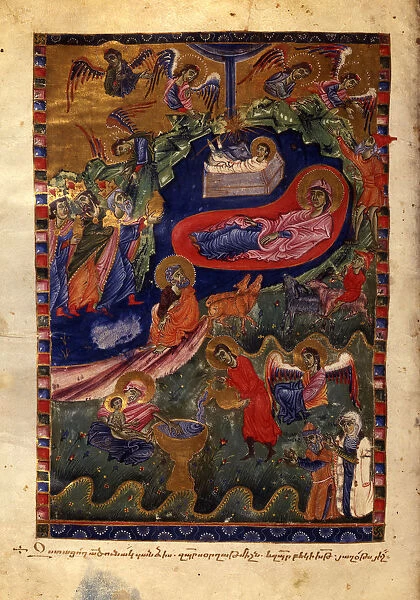 The Nativity of Christ (Manuscript illumination from the Matenadaran Gospel), 1314