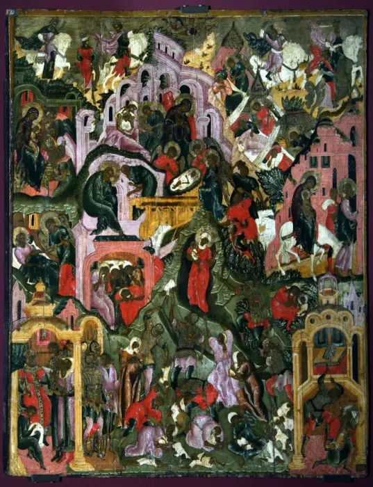 Framed Print : The Nativity of Christ, Second Half of the 17th cen Artist: Russian icon