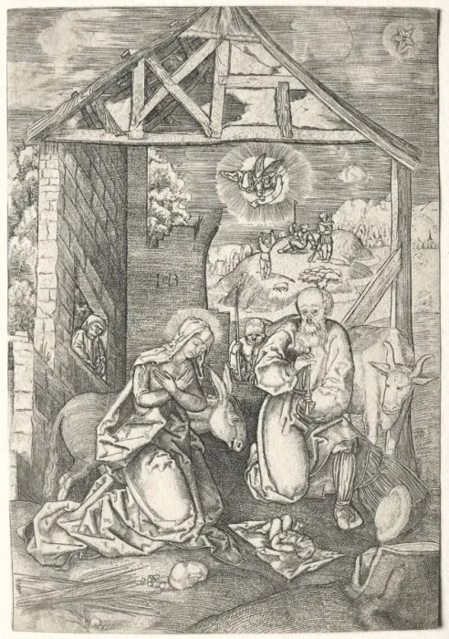 Framed Print : The nativity. Creator: Jacob Binck (German, 1500-1569) Framed Print : The nativity. Creator: Jacob Binck (German, 1500-1569)