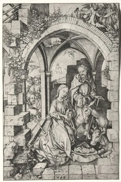 Framed Print : The Nativity. Creator: Martin Schongauer (German, c. 1450-1491) Framed Print : The Nativity. Creator: Martin Schongauer (German, c. 1450-1491)