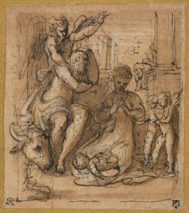Framed Print : The Nativity with the Dream of Joseph, c. 1527 / 30?. Creator: Parmigianino (Italian, 1503-1540) Framed Print : The Nativity with the Dream of Joseph, c. 1527 / 30?. Creator: Parmigianino (Italian, 1503-1540)