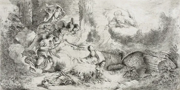 Framed Print : The Nativity with God the Father and Angels, after 1647. Creator: Giovanni Benedetto Castiglione Framed Print : The Nativity with God the Father and Angels, after 1647. Creator: Giovanni Benedetto Castiglione