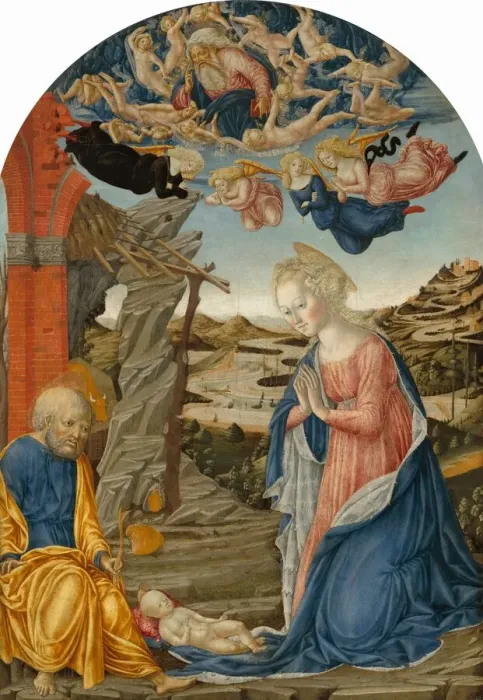 Framed Print : The Nativity, with God the Father Surrounded by Angels and Cherubim, c. 1470 Framed Print : The Nativity, with God the Father Surrounded by Angels and Cherubim, c. 1470