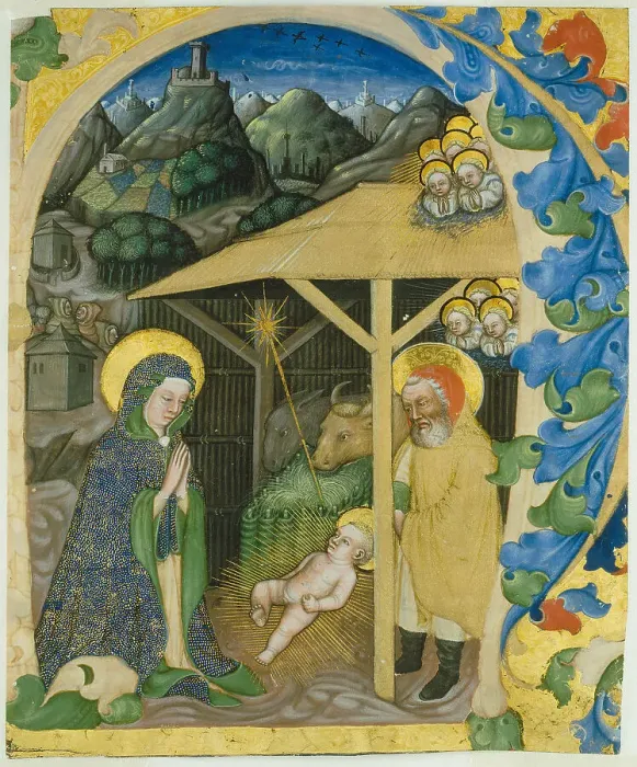 Framed Print : Nativity in an Initial H, 1430 / 40. Creator: Giovanni di Francia Framed Print : Nativity in an Initial H, 1430 / 40. Creator: Giovanni di Francia