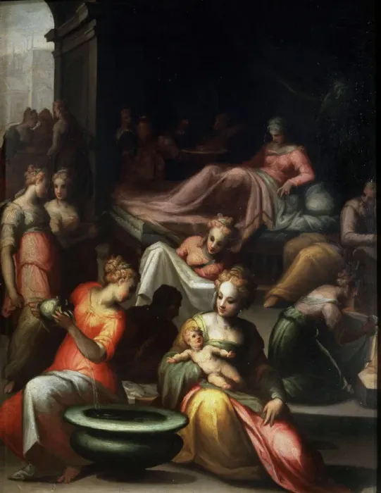 Framed Print : The Nativity of John the Baptist, 16th century. Artist: Giovanni Battista Naldini Framed Print : The Nativity of John the Baptist, 16th century. Artist: Giovanni Battista Naldini