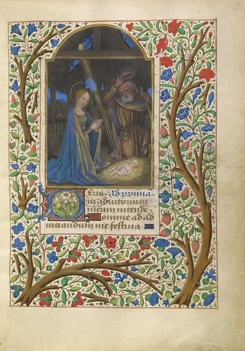 Framed Print : The Nativity; Katherine Hours, about 1480-1485. Creator: Jean Bourdichon