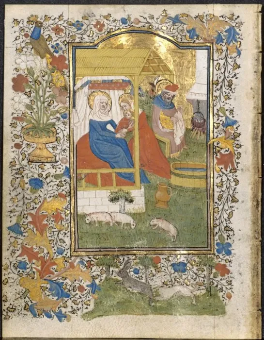 Framed Print : The Nativity: Leaf from a Book of Hours (3 of 6 Excised Leaves), c. 1420-1430. Creator Framed Print : The Nativity: Leaf from a Book of Hours (3 of 6 Excised Leaves), c. 1420-1430. Creator