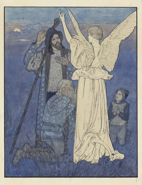 Framed Print : Nativity. Midnight Song (Study for the Infancy Gospel of Our Lord Jesus Christ'), 1890. Creator: Schwabe, Carlos (1866-1926) Framed Print : Nativity. Midnight Song (Study for the Infancy Gospel of Our Lord Jesus Christ'), 1890. Creator: Schwabe, Carlos (1866-1926)