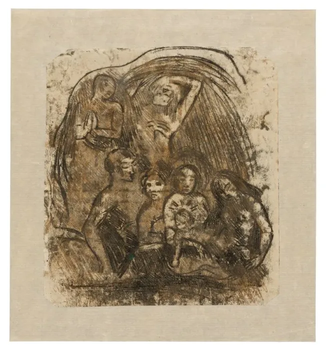 Framed Print : Nativity (Mother and Child Surrounded by Five Figures), c. 1902. Creator: Paul Gauguin Framed Print : Nativity (Mother and Child Surrounded by Five Figures), c. 1902. Creator: Paul Gauguin