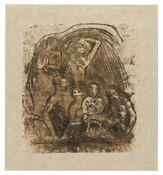 Nativity (Mother and Child Surrounded by Five Figures), c. 1902. Creator: Paul Gauguin