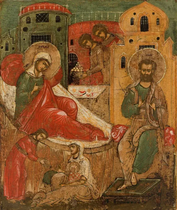 Framed Print : Nativity of the Mother of God, between 1575 and 1600. Creator: Russian School Framed Print : Nativity of the Mother of God, between 1575 and 1600. Creator: Russian School