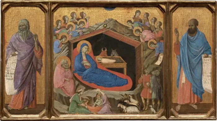 Framed Print : The Nativity with the Prophets Isaiah and Ezekiel, 1308-1311 Framed Print : The Nativity with the Prophets Isaiah and Ezekiel, 1308-1311