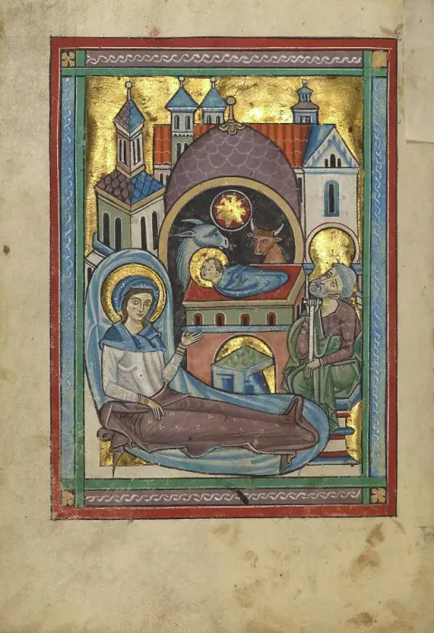 Framed Print : The Nativity; Psalter, about 1240-1250. Creator: Unknown Framed Print : The Nativity; Psalter, about 1240-1250. Creator: Unknown