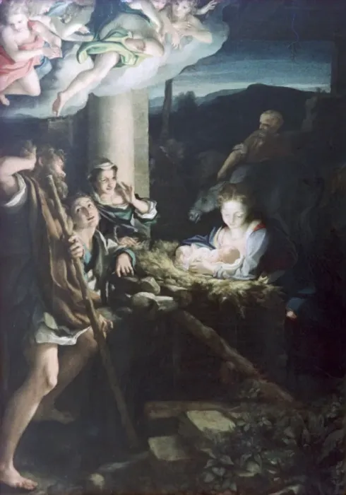 Framed Print : Nativity Scene, 1522-1530. Artist: Correggio Framed Print : Nativity Scene, 1522-1530. Artist: Correggio