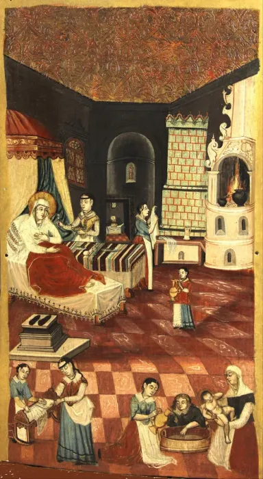 Framed Print : The Nativity of the Virgin. Artist: Anonymous Framed Print : The Nativity of the Virgin. Artist: Anonymous