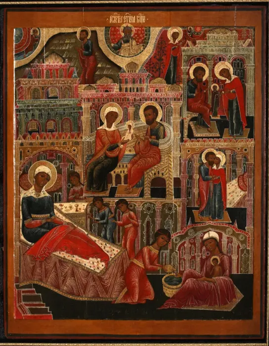 Framed Print : The Nativity of the Virgin, End of 17th cen Artist: Russian icon