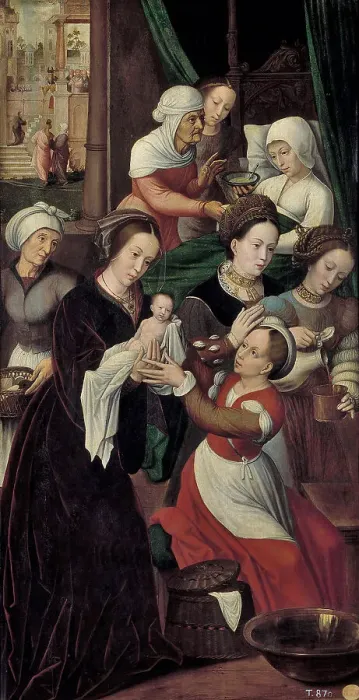 Framed Print : The Nativity of the Virgin Mary. Artist: Benson, Ambrosius (1495-1550) Framed Print : The Nativity of the Virgin Mary. Artist: Benson, Ambrosius (1495-1550)