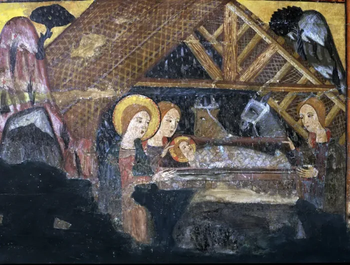 Framed Print : The Nativity, detail of the work The Frontal of the Mother of God, tempera Framed Print : The Nativity, detail of the work The Frontal of the Mother of God, tempera