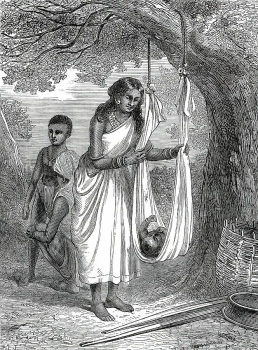 Framed Print : A natural cradle, Tuticorin, Southern India, from a sketch by one of our special artists, 1876. Creator: Unknown Framed Print : A natural cradle, Tuticorin, Southern India, from a sketch by one of our special artists, 1876. Creator: Unknown
