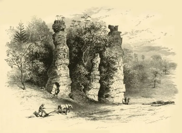 Framed Print : Natural Towers, 1872. Creator: Frederick William Quartley Framed Print : Natural Towers, 1872. Creator: Frederick William Quartley